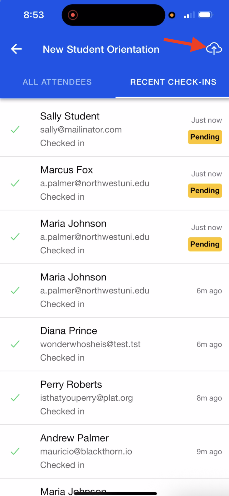 Swift Mode Check-in Sync Manager Cloud Button
