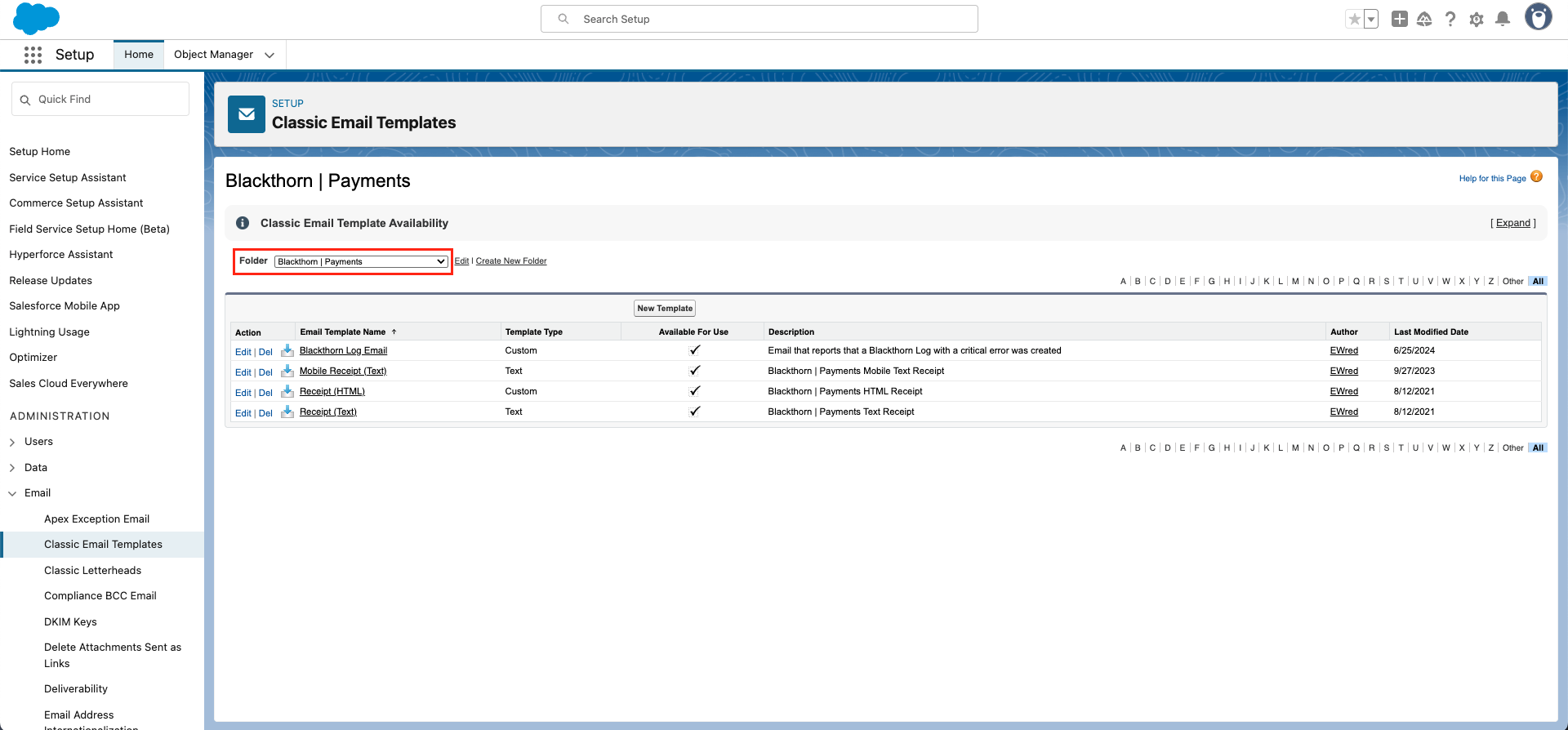 Customize Email Template - Select Blackthorn | Payments