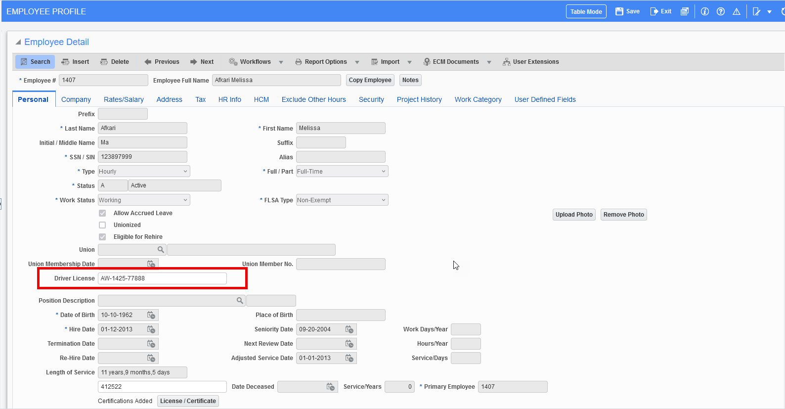 Creating a User Extension Field Value