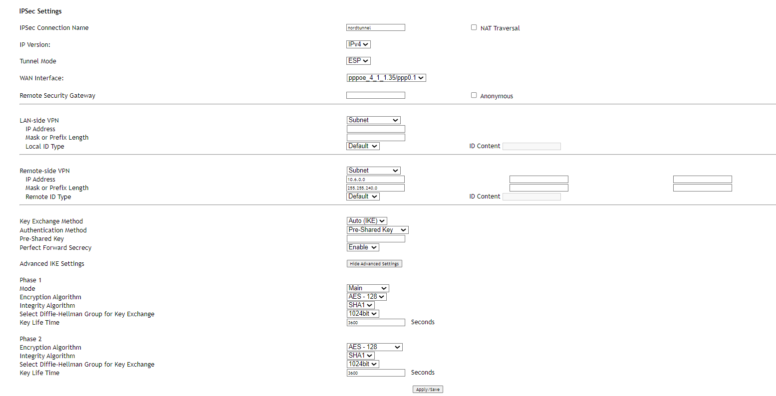 Setting up site-to-site on SmartRG router