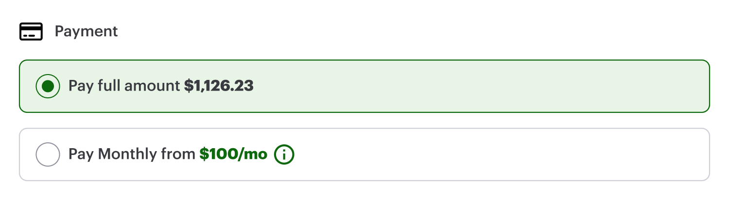 Onsite messaging - pay monthly selector - overview multi