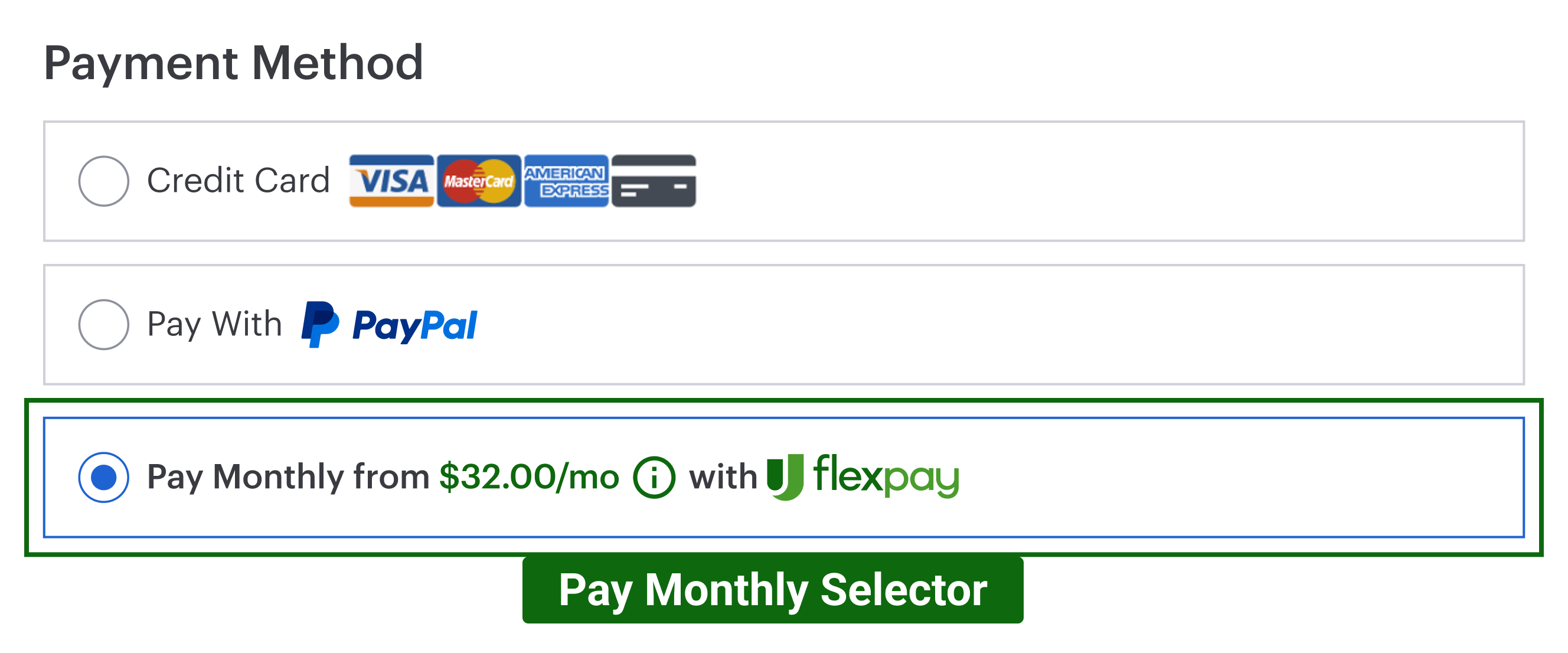 Onsite messaging - pay monthly selector - overview