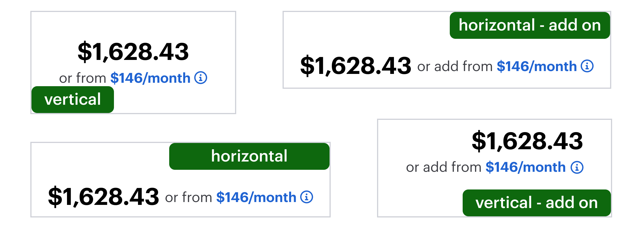 Onsite messaging - from pricing - from pricing styling